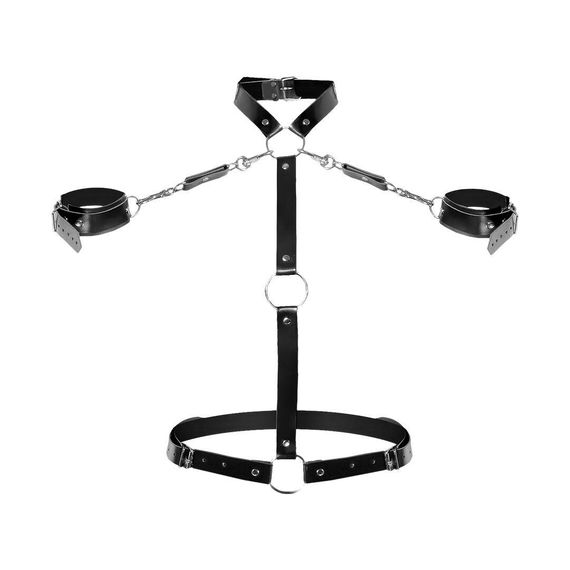 Женская портупея с наручниками Art of Sex - Ursula черная XS-2XL, экокожа sexstyle