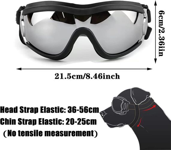 Захисні окуляри для собак з УФ-захистом, регульовані, вітрозахисні, водонепроникні, проти запотівання, для великих порід | Зображення 4