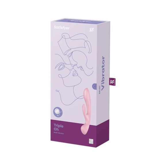 Двосторонній вібратор-кролик Satisfyer Triple Oh Pink, 3 мотори, руків’я-масажер | Зображення 7
