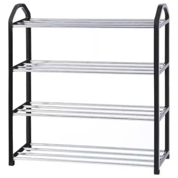 Стеллаж для обуви алюминиевый 4 полки Shoe Rack LY-530 Черный