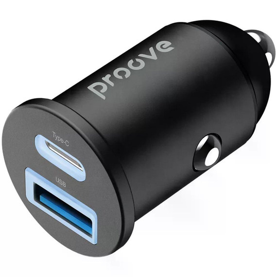 Автомобильное зарядное устройство для USB + Type-C Proove Tiny Power 30W black | Зображення 1