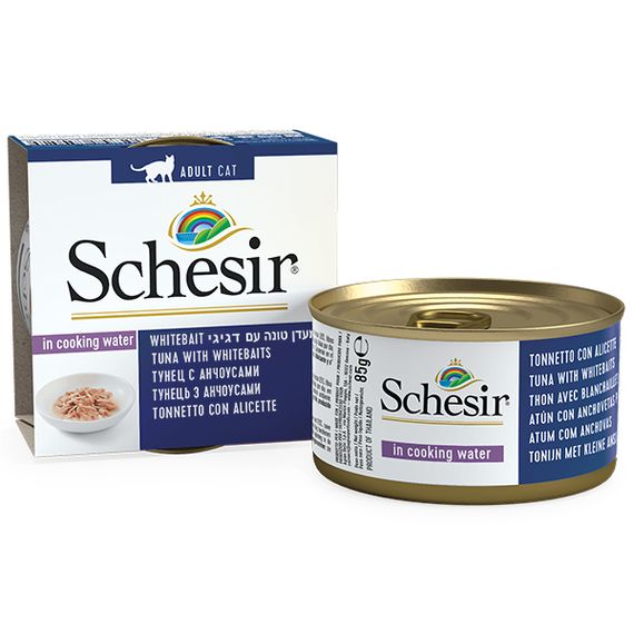Корм Schesir Tuna with Whitebaits Can влажный с тунцом, анчоусами и рисом 85 гр