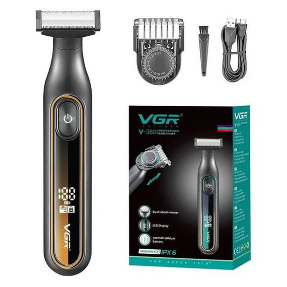 Електробритва VGR V-360 GOLD, Бездротова електробритва, Тример для вусів, Електробритва з насадками