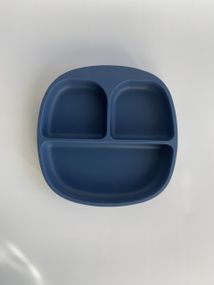 Силіконова секційна тарілка на присосці Квадрат Синя