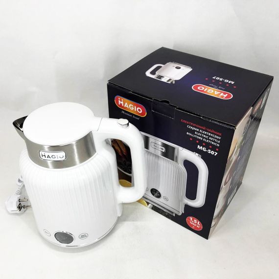 Електричний безшумний чайник з автоматичним відключенням Magio MG-507 1250 Вт, Чайники на підставці HL-98 | Зображення 5