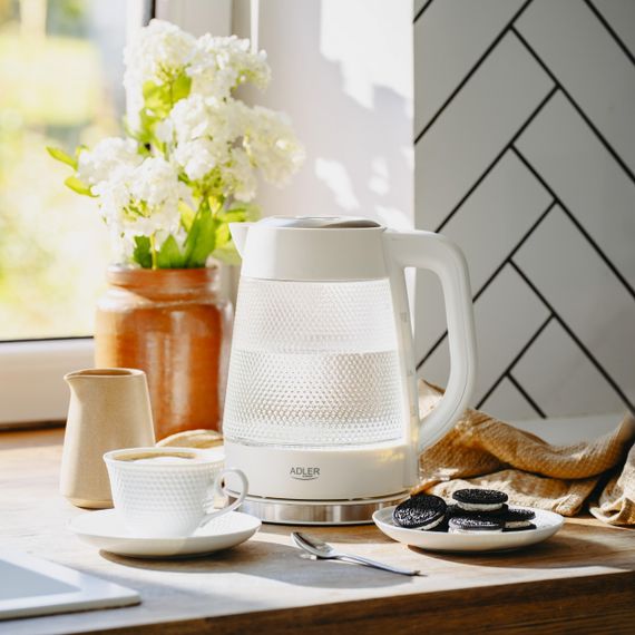 Електрочайник скляний Adler AD 1306 білий 1,8 л, 2200 Вт | Зображення 7