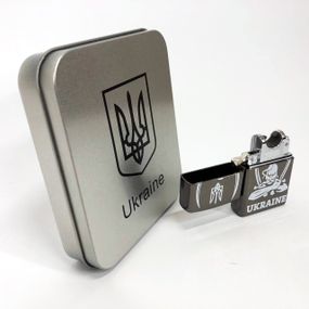 Дуговая электроимпульсная USB зажигалка Украина (металлическая коробка) HL-449. VA-385 Цвет: черный