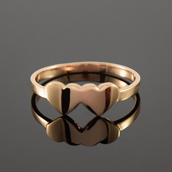 Кольцо из красного золота с сердечками 15.5 | Зображення 6