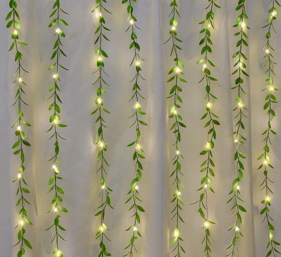 Новогодняя гирлянда 200 Led листьев плакучей ивы (Штора) на медной проволоке Мультицветная 3M*1M | Зображення 1