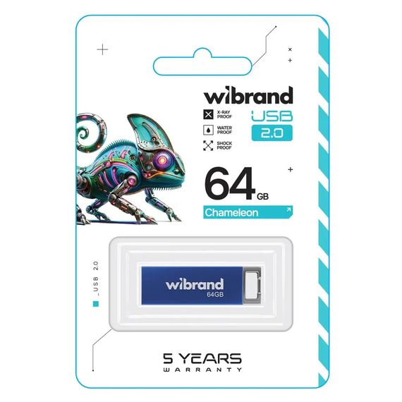 USB флеш накопичувач Wibrand 64GB Chameleon Blue USB 2.0 (WI2.0/CH64U6U) | Зображення 1