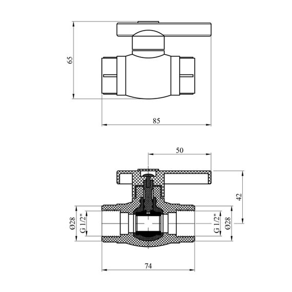 Кран кульовий з пластиковою кулькою PPR Rozma 20х1/2" РВ | Зображення 1