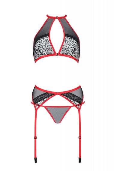 Комплект білизни з поясом для панчіх SATARA SET red S/M - Passion | Зображення 2