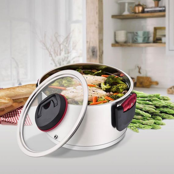 Каструля Maestro MR-3530-22, 4.2 л, 22 см, з нержавіючої сталі з кришкою та складними ручками | Зображення 1