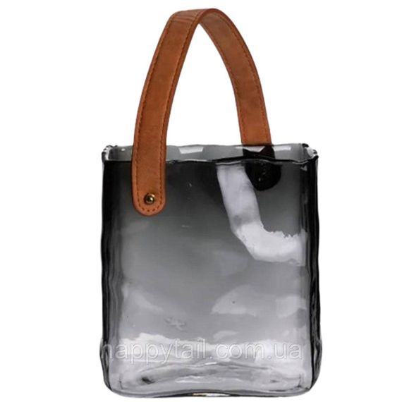 Скляна ваза сумочка з ручкою 16×8×18.5 (см) декоративна Сірий HP-19-156-2 | Зображення 2