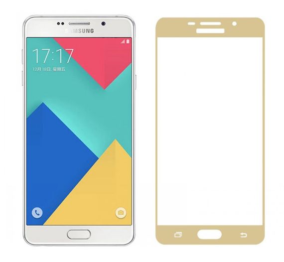 Full Cover защитное стекло для Samsung Galaxy A3 2016 (A310) - Gold
