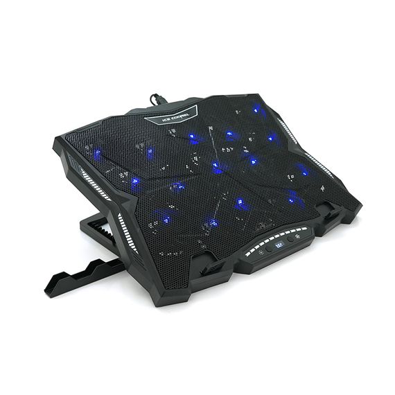 Підставка під ноутбук IceCoorel K12, 10-17", 15 * 60mm 2500±10% RPM, корпус пластик + алюміній, TYPE-C + USB, 400x305x39mm, Black, Box, Q10