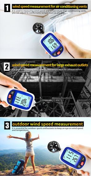 Анемометр крильчастий Bluetooth 0,3-30 м/с, -10-45 °C WINTACT WT82B | Зображення 2
