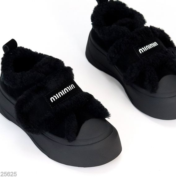 Черные спортивные замшевые зимние автоледи на липучке | Зображення 2