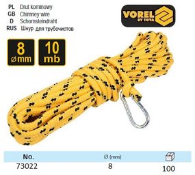 Шнур для чистки дымоходов Польша карабин Ø=8 мм l=10 м VOREL-73022