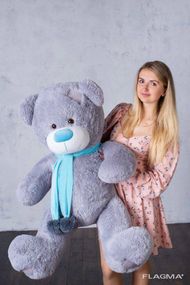 Мишка с латками плюшевый Yarokuz Джозеф 140 см Серый