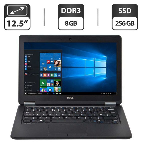 Нетбук Dell Latitude E7250 / 12.5" (1366x768) TN / Intel Core i5-5300U (2 (4) ядра по 2.3 - 2.9 GHz) / 8 GB DDR3 / 256 GB SSD / Intel HD Graphics 5500 / WebCam б/в