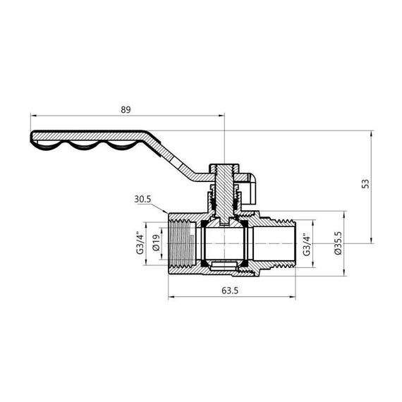 Кран кульовий SD Plus 3/4" ВН для газу (важіль) SD605G20 | Зображення 1