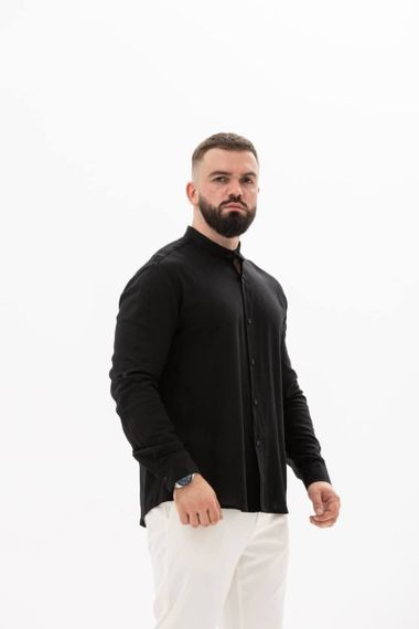 Сорочка чоловіча з льону 31341 XXL чорна