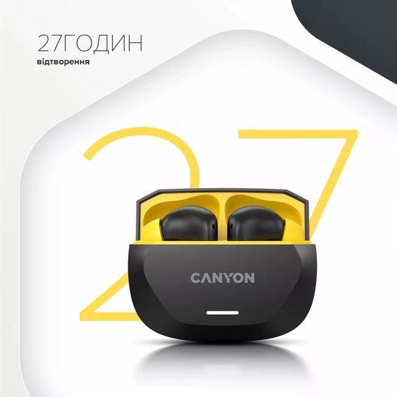 Навушники Canyon Hexagon 7 TWS ANC+ENC Wireless Charge Black/Yellow (CNS-TWS7BY) | Зображення 6