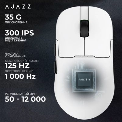 Мышка Ajazz AJ159P MC Wireless/Bluetooth/USB Charging Dock White (AJ159P-MC-W) | Зображення 5