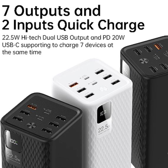 Power Bank JOCO J13 50000mAh 22.5W з цифровим LCD-дисплеєм для одночасного заряджання декількох гаджетів (47213-J13_1230) | Зображення 7