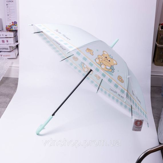 Класична дитяча парасолька-тростина напівавтомат з поліестеру міцна надійна 8 спиць діаметр 94 см М'ятний HP-23-11M | Зображення 9