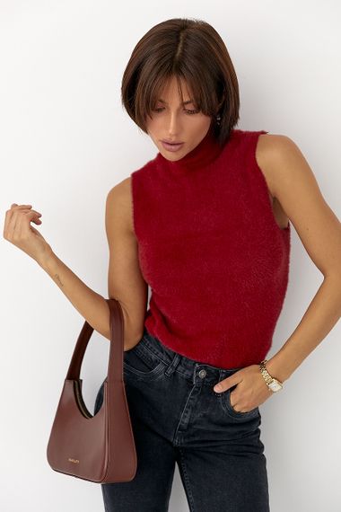 Жіноча жилетка із альпаки - червоний цвет, ONE SIZE (є розміри) | Зображення 4