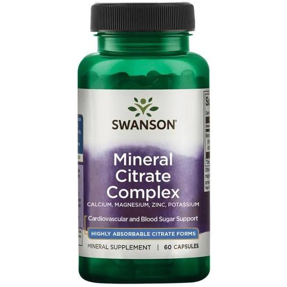 Мультиминеральный комплекс Swanson Mineral Citrate Complex Calcium, Magnesium, Zinc, Potassium 60 Caps