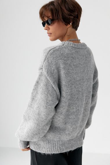 В'язаний светр вільного крою - сірий цвет, ONE SIZE (є розміри) | Зображення 1