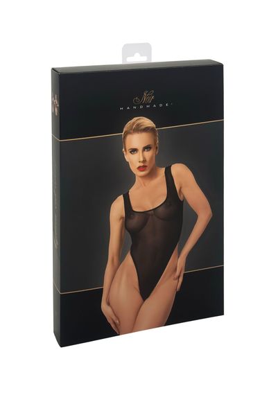 Боди Noir Handmade F322 Paparazzi, S, прозрачное, низ стринги, высокие вырезы, Черный, S | Зображення 8