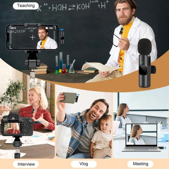 Бездротовий петличний мікрофон для телефона, з Type-C, K8 / Мікрофон петличка з прищіпкою | Зображення 4