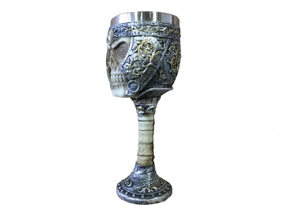 Бокал для вина з черепами — готичний келих із нержавіючої сталі та епоксидної смоли 200мл. | Зображення 5