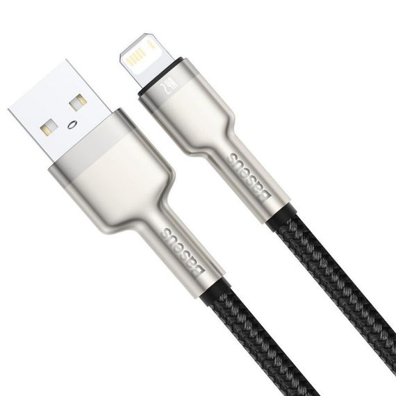 Дата кабель Baseus Cafule Metal USB to Lightning 2.4A (1m) (CALJK-A0) Black | Зображення 3