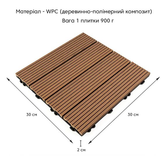 Композитна плитка WPC натуральне дерево 30*30CM*2СM (D) SW-00001711 | Зображення 1
