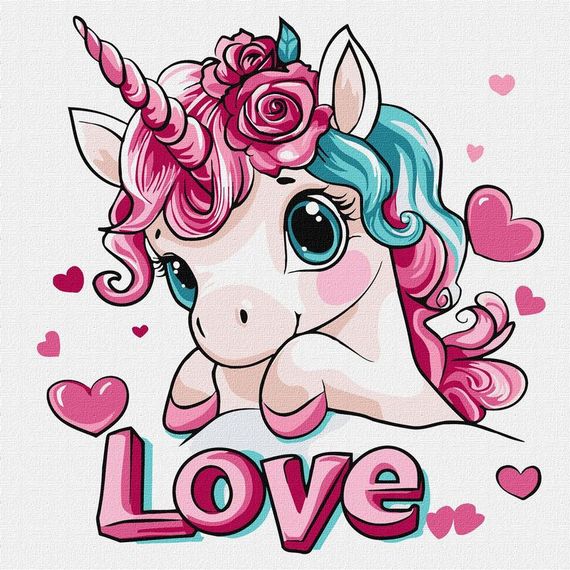 Картина по номерам "Романтический единорог" KHO1095, 30х30 см