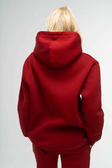 Худі жіночий утеплений бордового кольору, 2XL | Зображення 1