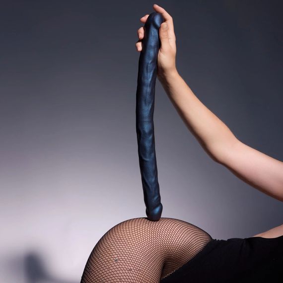 Фалоімітатор подвійний Strap-On-Me DOUBLE DONG REALISTIC DILDO - SNAKY METALLIC COLOR | Зображення 1