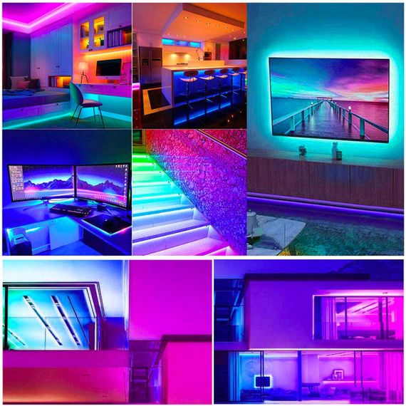 Светодиодная RGB лента 5м, 3528 с пультом и блоком питания / Многоцветная LED лента самоклеющаяся | Зображення 4
