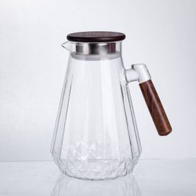 Кувшин для напитков 1.7 (л) для компота, мохито, лимонада, сангрии стеклянный кувшин с ручкой и бамбуковой крышкой 64486-71