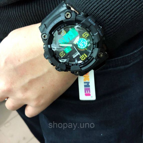 Годинник наручний чоловічий SKMEI 1520BK BLACK, армійський годинник протиударний. Колір: чорний | Зображення 4
