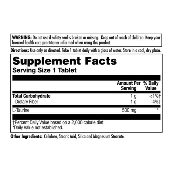 L-Taurine 500mg - 60 tabs | Зображення 1