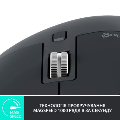 Мышка Logitech MX Master 3S Performance Wireless Mouse Bluetooth Graphite (910-006559) (910-006559) | Зображення 3