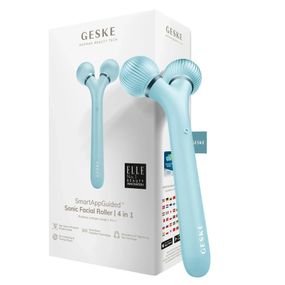 Электронный ультразвуковой ролик для лица GESKE Sonic Facial Roller 4в1 gray, Бирюзовый
