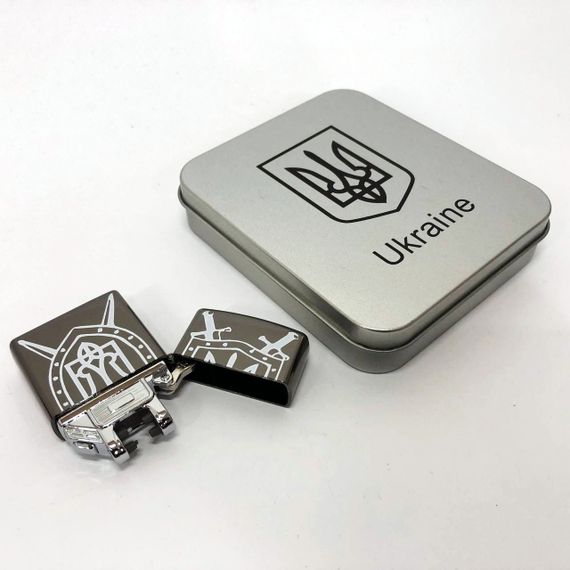Дугова електроімпульсна запальничка USB Україна металева коробка HL-446. Колір: чорний | Зображення 2