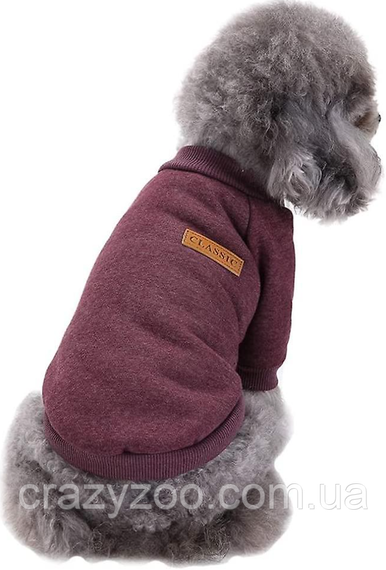 Кофта для собак та котів EcoToys Burgundy L ряба бордова A: 32 см B: 44 см C: 24 см 7126 | Зображення 3